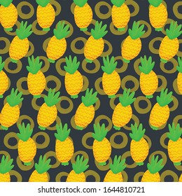 pineapple hand drawn pattern template vector