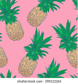 Pineapple hand-drawn sketch seamless pattern, great for your design