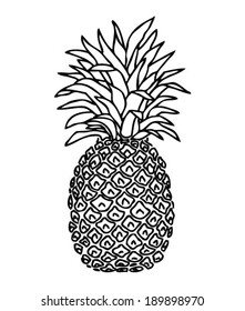 Pineapple - hand-drawn t-shirt design, cool doodle, vector illustration, ready to print