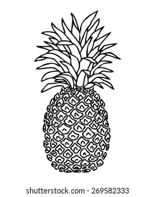 Pineapple - hand-drawn t-shirt design, cool doodle, vector illustration, ready to print