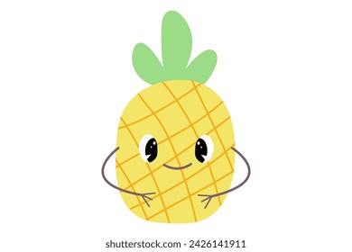 Pineapple with hands and joyful emotions