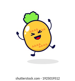 Pineapple happy cute character illustration
