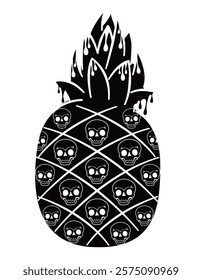 Pineapple has a skull pattern, It represents death in the next world, Design element for logo, tattoo, textile, fabric pattern design decorations templates and other designs.