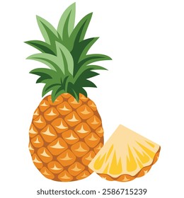 Pineapple Healthy Diet Concept, Ripe and Delicious