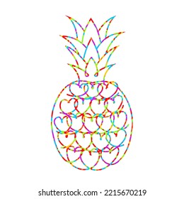 Pineapple heart love vector illustration. Abstract love symbol. Continuous line art drawing vector illustration. 