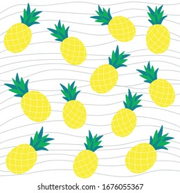 Pineapple, Hello Summer, Art Illustration