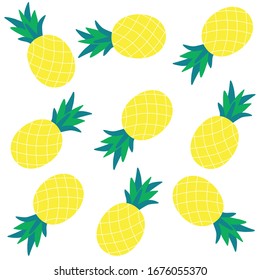 Pineapple, Hello Summer, Art Illustration