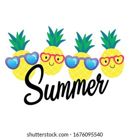 Pineapple, Hello Summer, Art Illustration