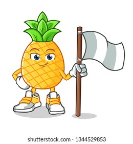 pineapple holding flag mascot vector cartoon illustration