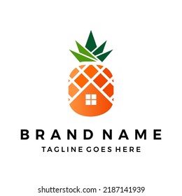 Pineapple home logo design vector template