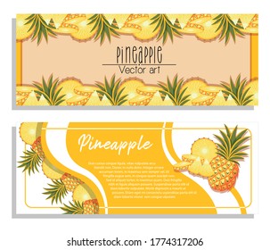 PINEAPPLE HORIZONTAL BANNERS WITH YELLOW BACKGROUND
