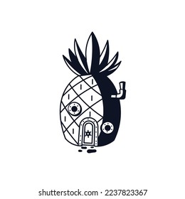 pineapple house on the seabed illustration vector art. isolated white background