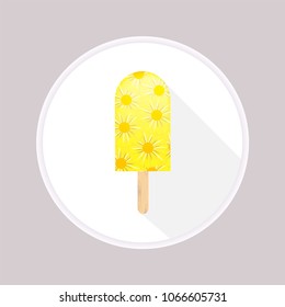 Pineapple ice cream bar,Flat style icon,Vector illustration.