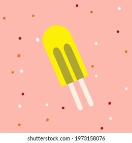 Pineapple Ice Cream Stick. Delicious Food Vector Illustration.