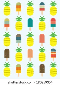 pineapple and ice cream vector/illustration