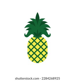 Pineapple Icon, Ananas Silhouette, Comosus Tropical Fruit Design, White Black Pine Apple Symbol Isolated, Vector Illustration