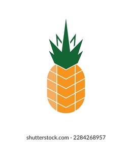 Pineapple Icon, Ananas Silhouette, Comosus Tropical Fruit Design, White Black Pine Apple Symbol Isolated, Vector Illustration