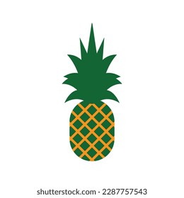 Pineapple Icon, Ananas Silhouette, Comosus Tropical Fruit Design, White Black Pine Apple Symbol Isolated, Vector Illustration