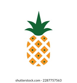 Pineapple Icon, Ananas Silhouette, Comosus Tropical Fruit Design, White Black Pine Apple Symbol Isolated, Vector Illustration