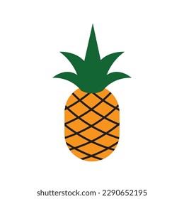 Pineapple Icon, Ananas Silhouette, Comosus Tropical Fruit Design, White Black Pine Apple Symbol Isolated, Vector Illustration