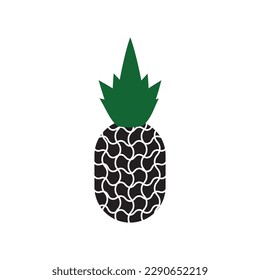 Pineapple Icon, Ananas Silhouette, Comosus Tropical Fruit Design, White Black Pine Apple Symbol Isolated, Vector Illustration