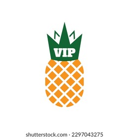 Pineapple Icon, Ananas Silhouette, Comosus Tropical Fruit Design, White Black Pine Apple Symbol Isolated, Vector Illustration