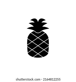 pineapple icon in black flat glyph, filled style isolated on white background