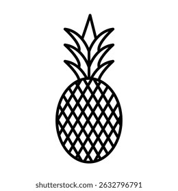 Icono de piña Vector de contorno blanco y negro