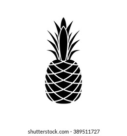 Pineapple icon. Black and white tropical fruit.