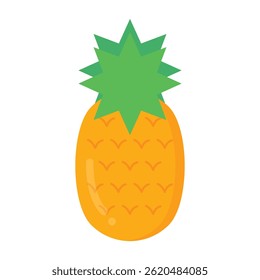 Pineapple icon with bright colors, symbolizing tropical summer; vector format for seasonal design and digital use.