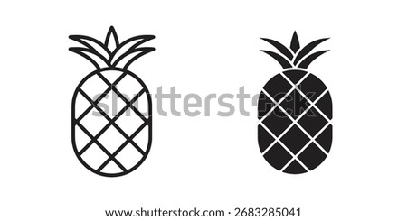 Pineapple icon clipart and lineart vector symbols