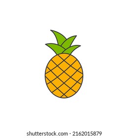 pineapple icon in color, isolated on white background 