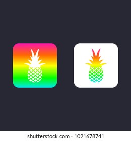 pineapple icon colorful rainbow gradient outline and cut shape set vector design