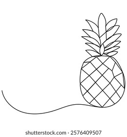 Pineapple icon continuous one line drawing outline vector illustration