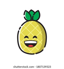 pineapple icon cute vector illustration laughed expression