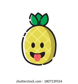 pineapple icon cute vector illustration sticking tongue out