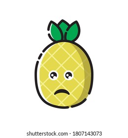 pineapple icon cute vector illustration sad teary eyes expression