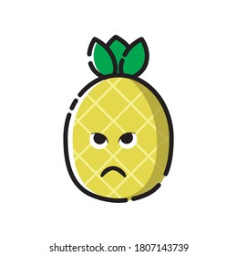 pineapple icon cute vector illustration angry expression