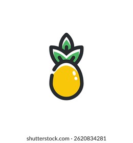 Pineapple icon depicts tropical fruit design graphic isolated
