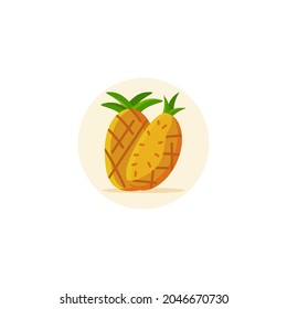 pineapple icon designed in colorful flat style in fruit illustration theme