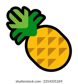 Icono de piña emoji diseño vector aislado sobre fondo blanco. Emoticono de frutas