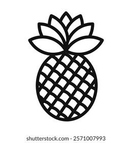 Pineapple icon flat line symbol set.