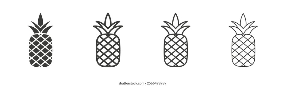 Pineapple icon flat and linear vector illustration on white background.