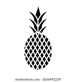 Pineapple icon Flat outline fill black and white
