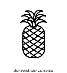 Pineapple icon for food and healthy tropical fruit in black outline style