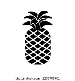 Pineapple icon for food and healthy tropical fruit in black solid style