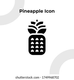 Pineapple Icon with Glyph Style, Vector Editable