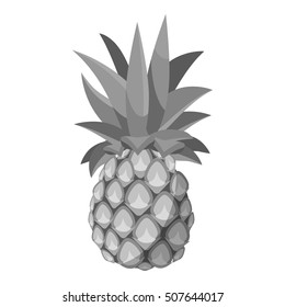 Pineapple icon. Gray monochrome illustration of pineapple vector icon for web
