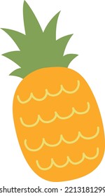 Pineapple icon. Hand drawn exotic ripe fruit