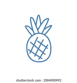Icono de piña, icono de contorno dibujado a mano sobre fondo blanco